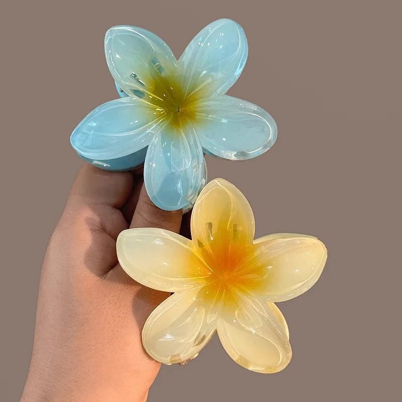 Presilha em formato de flor acrílico grampo de cabelo para mulheres, garras de caranguejo braçadeira presilhas havaianas - SHAMYS ONLINE SHOPPING
