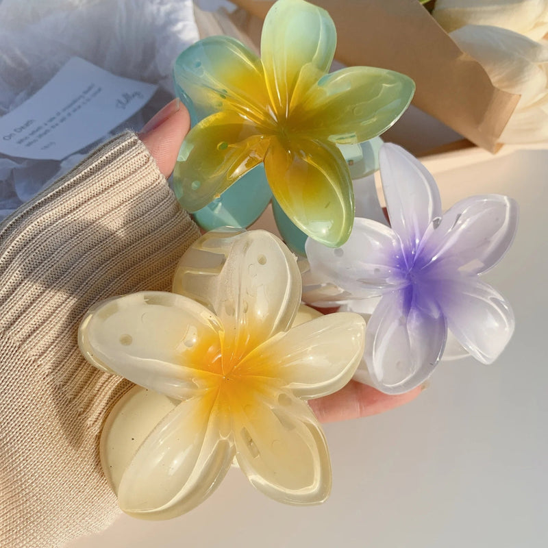 Presilha em formato de flor acrílico grampo de cabelo para mulheres, garras de caranguejo braçadeira presilhas havaianas - SHAMYS ONLINE SHOPPING
