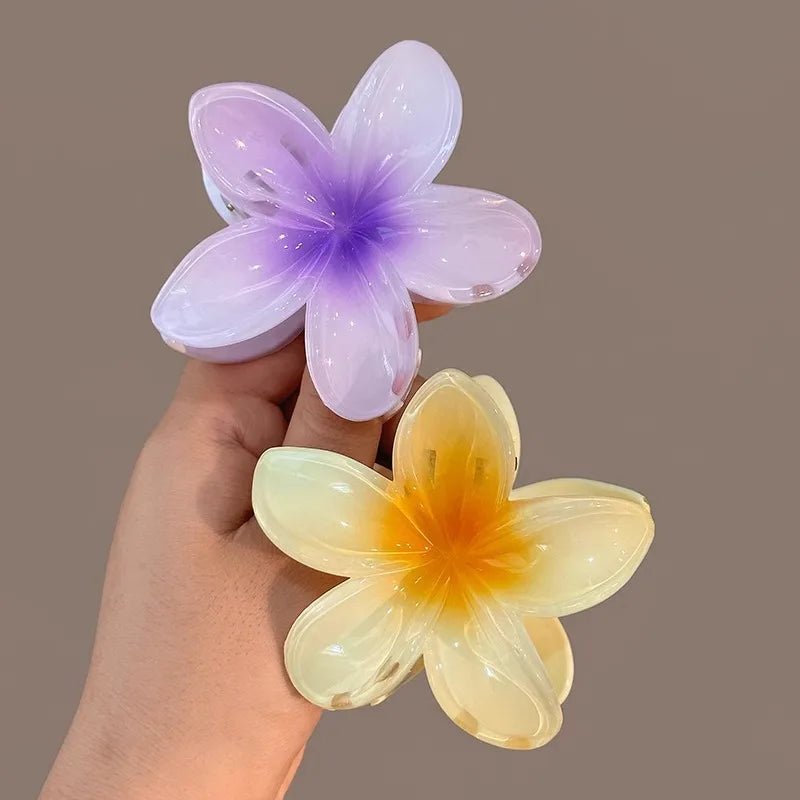 Presilha em formato de flor acrílico grampo de cabelo para mulheres, garras de caranguejo braçadeira presilhas havaianas - SHAMYS ONLINE SHOPPING
