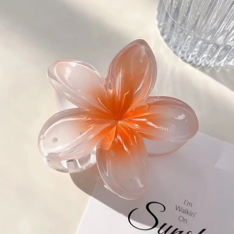 Presilha em formato de flor acrílico grampo de cabelo para mulheres, garras de caranguejo braçadeira presilhas havaianas - SHAMYS ONLINE SHOPPING