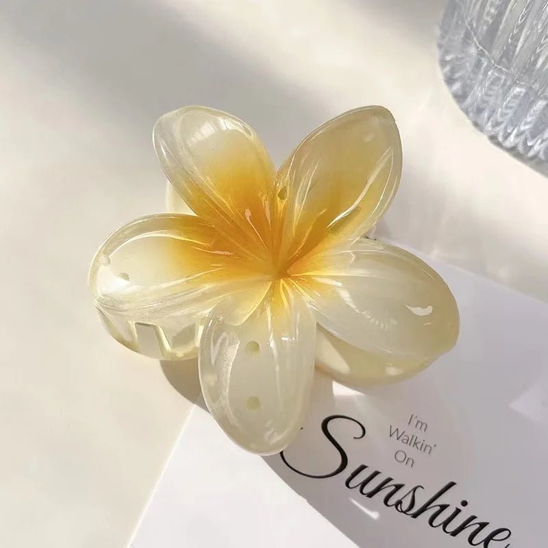 Presilha em formato de flor acrílico grampo de cabelo para mulheres, garras de caranguejo braçadeira presilhas havaianas - SHAMYS ONLINE SHOPPING