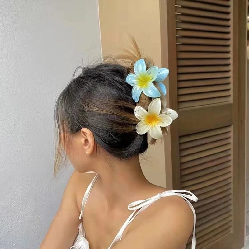 Presilha em formato de flor acrílico grampo de cabelo para mulheres, garras de caranguejo braçadeira presilhas havaianas - SHAMYS ONLINE SHOPPING