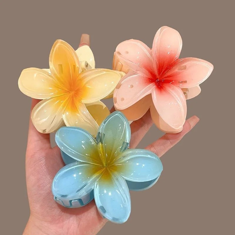 Presilha em formato de flor acrílico grampo de cabelo para mulheres, garras de caranguejo braçadeira presilhas havaianas - SHAMYS ONLINE SHOPPING