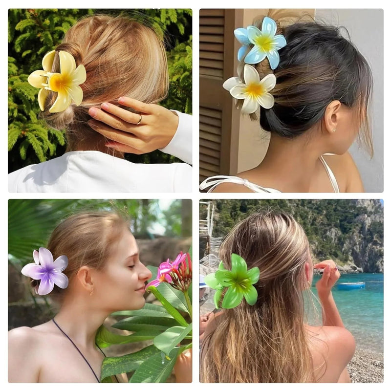 Presilha em formato de flor acrílico grampo de cabelo para mulheres, garras de caranguejo braçadeira presilhas havaianas - SHAMYS ONLINE SHOPPING