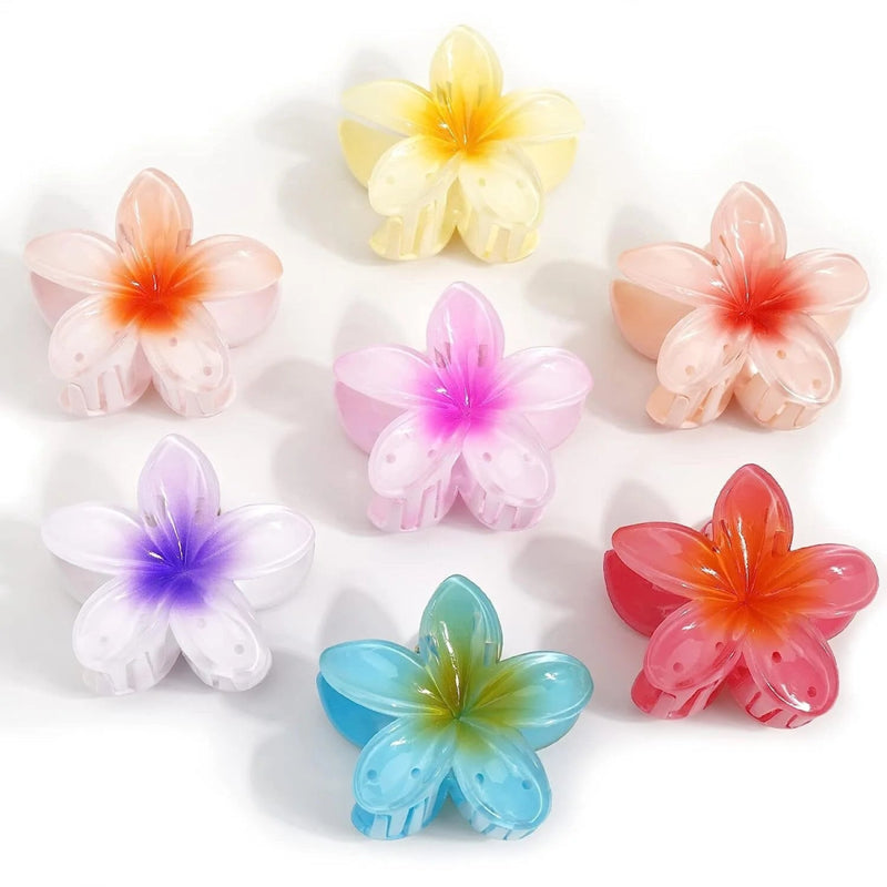 Presilha em formato de flor acrílico grampo de cabelo para mulheres, garras de caranguejo braçadeira presilhas havaianas - SHAMYS ONLINE SHOPPING