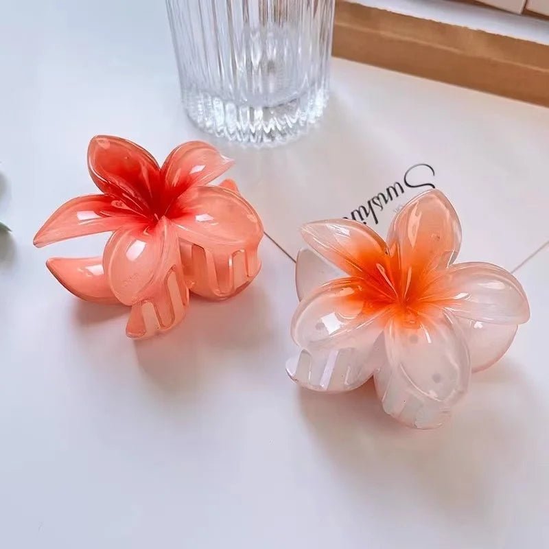 Presilha em formato de flor acrílico grampo de cabelo para mulheres, garras de caranguejo braçadeira presilhas havaianas - SHAMYS ONLINE SHOPPING