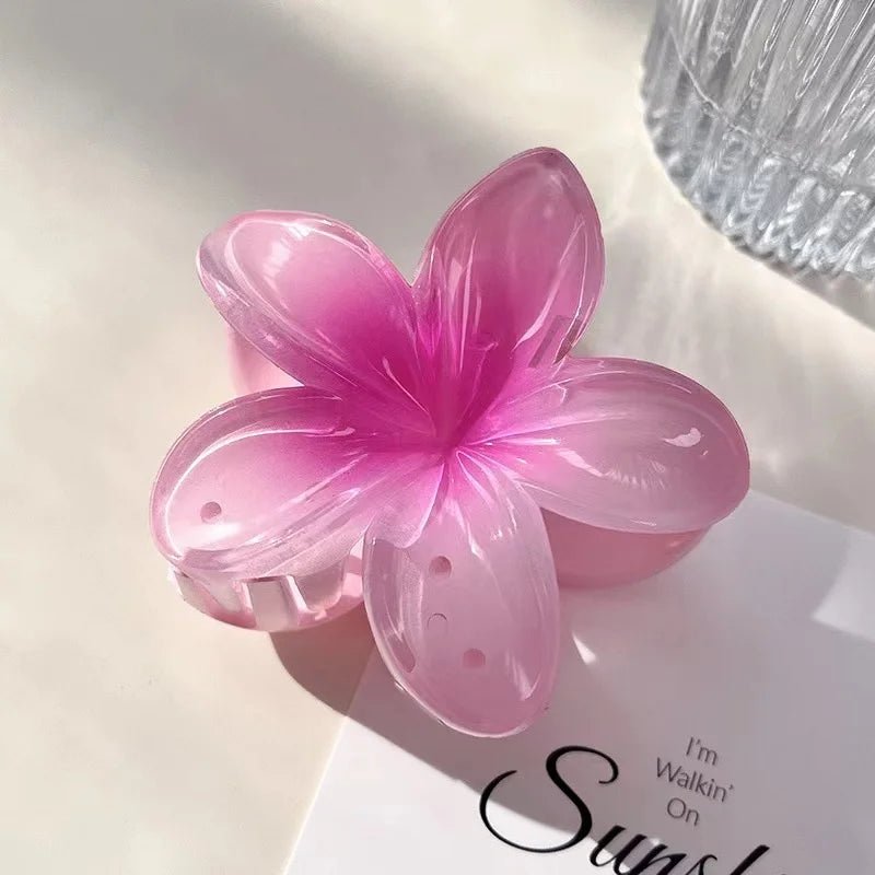 Presilha em formato de flor acrílico grampo de cabelo para mulheres, garras de caranguejo braçadeira presilhas havaianas - SHAMYS ONLINE SHOPPING