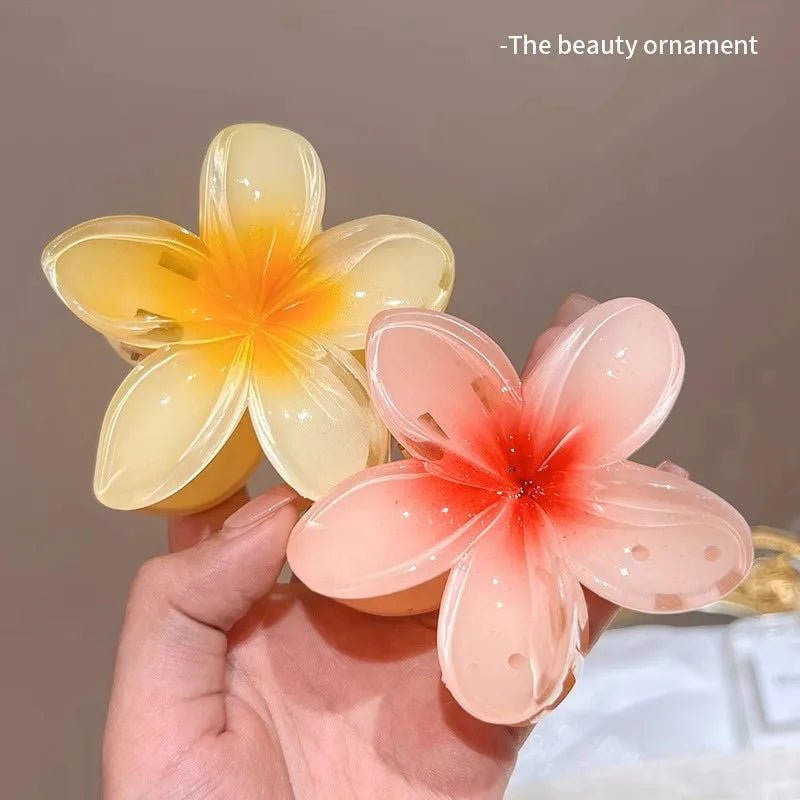 Presilha em formato de flor acrílico grampo de cabelo para mulheres, garras de caranguejo braçadeira presilhas havaianas - SHAMYS ONLINE SHOPPING