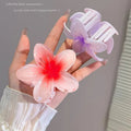 Presilha em formato de flor acrílico grampo de cabelo para mulheres, garras de caranguejo braçadeira presilhas havaianas - SHAMYS ONLINE SHOPPING
