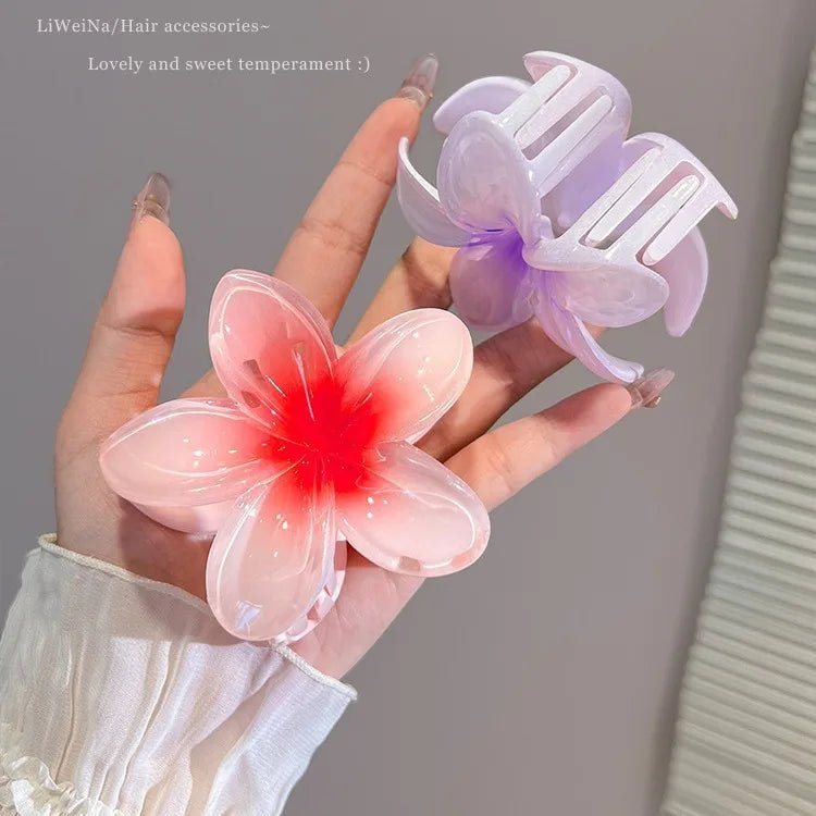 Presilha em formato de flor acrílico grampo de cabelo para mulheres, garras de caranguejo braçadeira presilhas havaianas - SHAMYS ONLINE SHOPPING