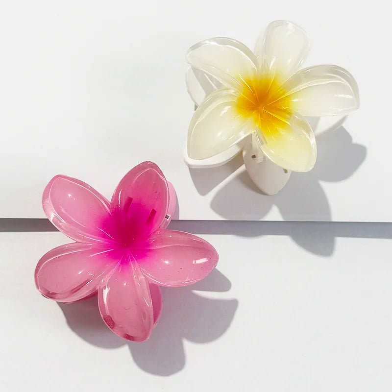 Presilha em formato de flor acrílico grampo de cabelo para mulheres, garras de caranguejo braçadeira presilhas havaianas - SHAMYS ONLINE SHOPPING