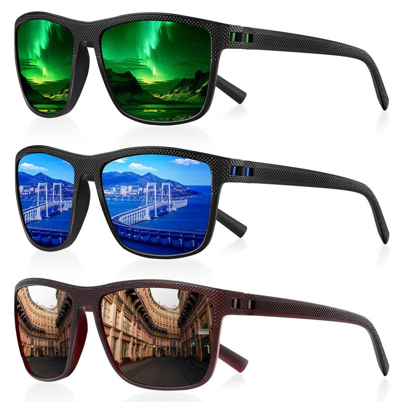 RIXALIS 3 PCS Moda Quadrado Polar Óculos de Sol, Óculos de Sol Masculino Óculos de Sol UV400 - SHAMYS ONLINE SHOPPING