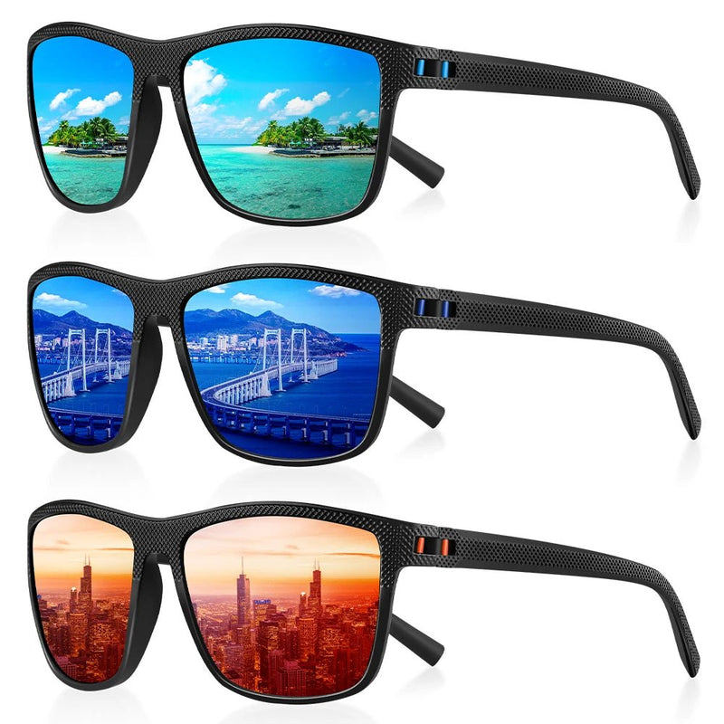 RIXALIS 3 PCS Moda Quadrado Polar Óculos de Sol, Óculos de Sol Masculino Óculos de Sol UV400 - SHAMYS ONLINE SHOPPING