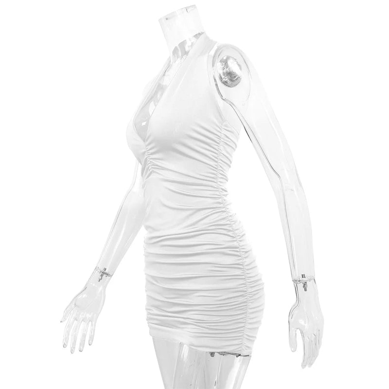 Sexy Novo Vestido Halter Sem Costas Feminino Moda Sem Mangas Sem Alças Decote Em V Profundo - SHAMYS ONLINE SHOPPING