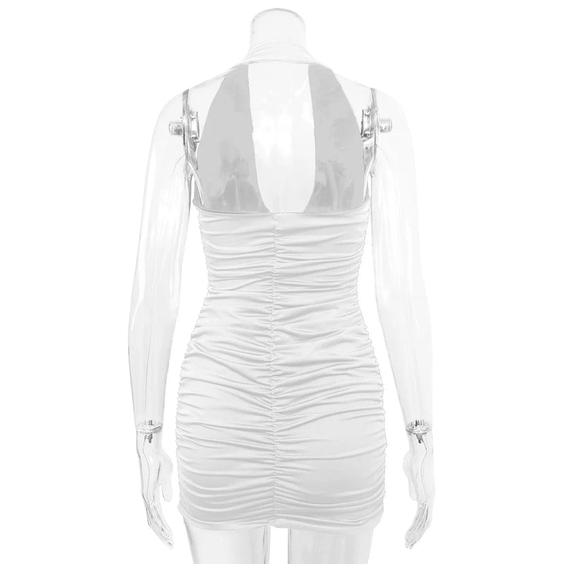 Sexy Novo Vestido Halter Sem Costas Feminino Moda Sem Mangas Sem Alças Decote Em V Profundo - SHAMYS ONLINE SHOPPING