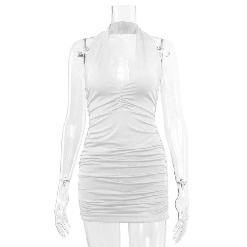 Sexy Novo Vestido Halter Sem Costas Feminino Moda Sem Mangas Sem Alças Decote Em V Profundo - SHAMYS ONLINE SHOPPING