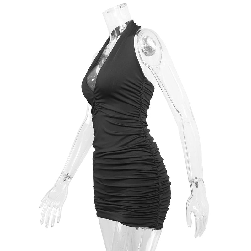 Sexy Novo Vestido Halter Sem Costas Feminino Moda Sem Mangas Sem Alças Decote Em V Profundo - SHAMYS ONLINE SHOPPING
