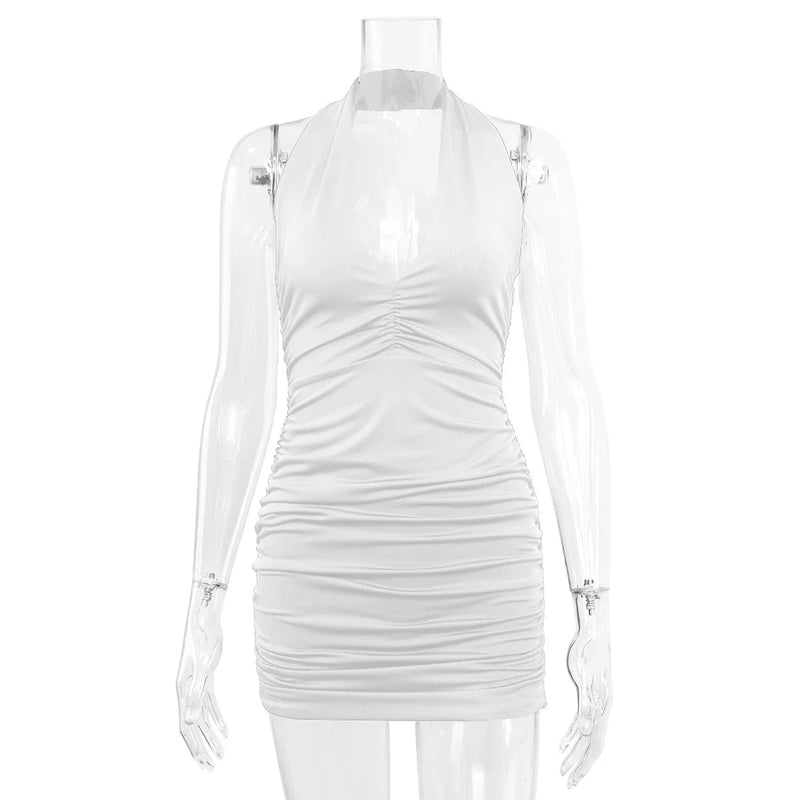 Sexy Novo Vestido Halter Sem Costas Feminino Moda Sem Mangas Sem Alças Decote Em V Profundo - SHAMYS ONLINE SHOPPING