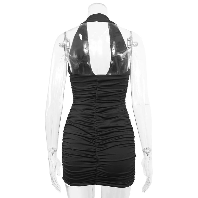 Sexy Novo Vestido Halter Sem Costas Feminino Moda Sem Mangas Sem Alças Decote Em V Profundo - SHAMYS ONLINE SHOPPING