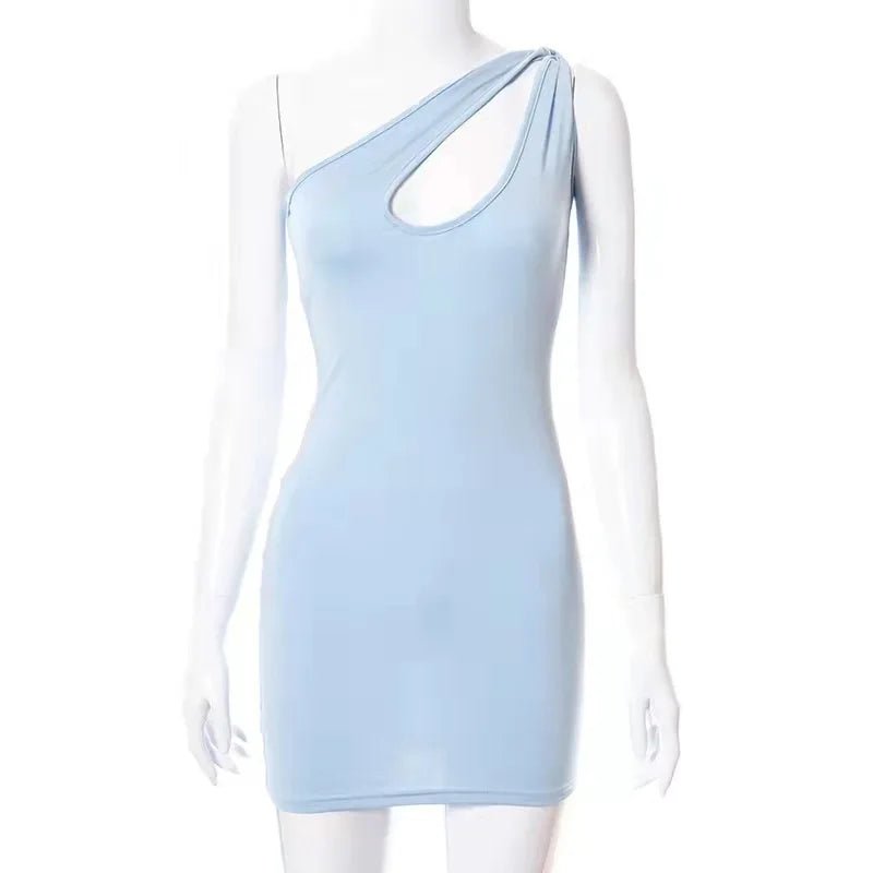 Vestido sem mangas de verão, moda casual, mini vestido irregular oco para mulheres - SHAMYS ONLINE SHOPPING