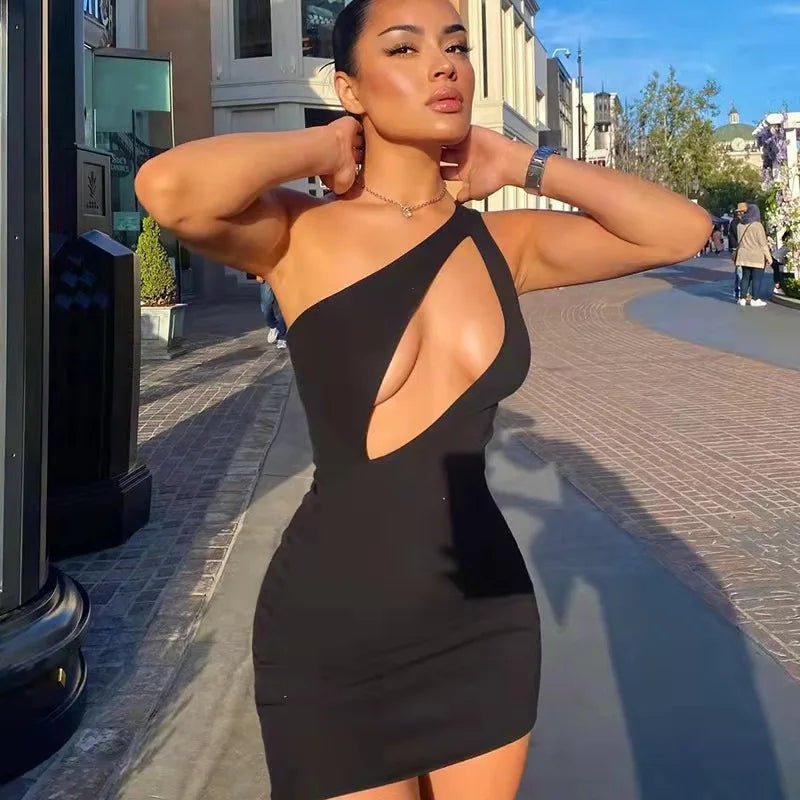 Vestido sem mangas de verão, moda casual, mini vestido irregular oco para mulheres - SHAMYS ONLINE SHOPPING
